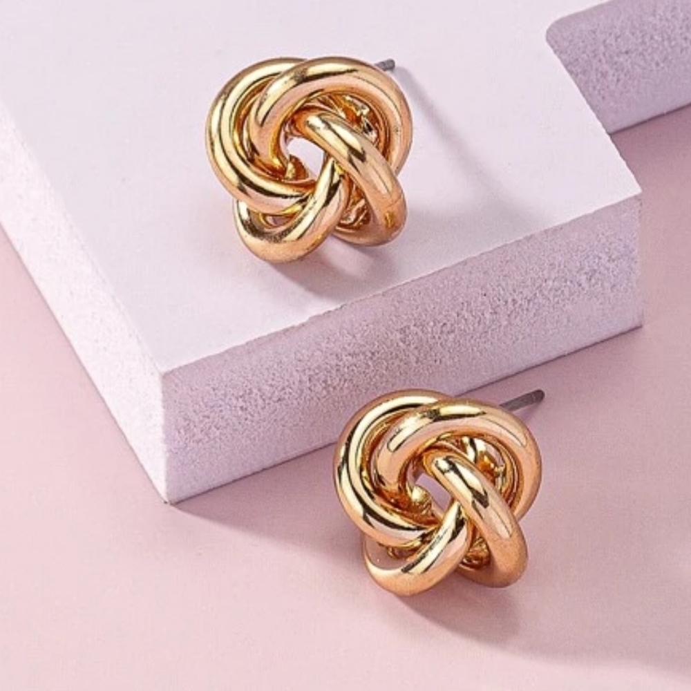 Athena Eternity Knot 18k Mini Gold Studs